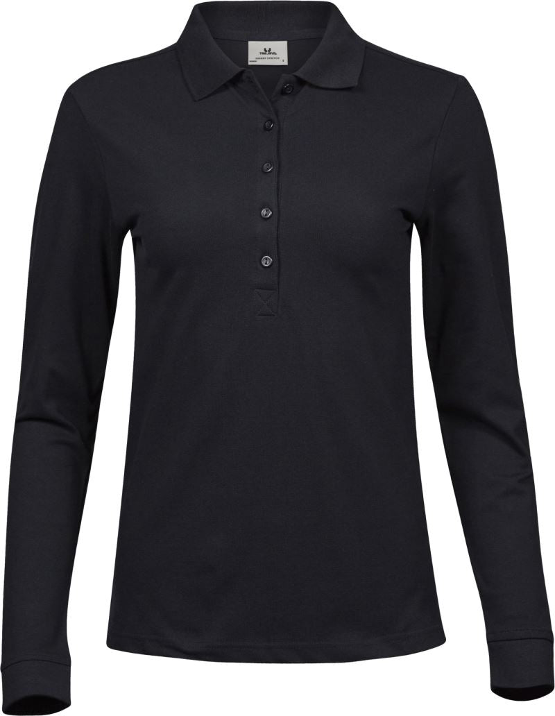 Tee Jays Damen Luxus Stretch Piqué Polo langarm TJ146 black