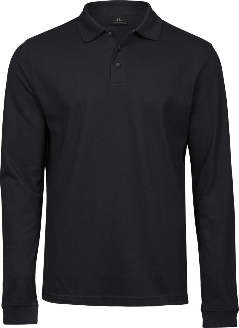 Tee Jays Herren Luxus Stretch Piqué Polo langarm TJ1406 black